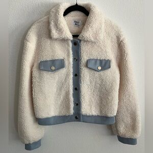 Princess Polly Cream and Gray Sherpa Jacket